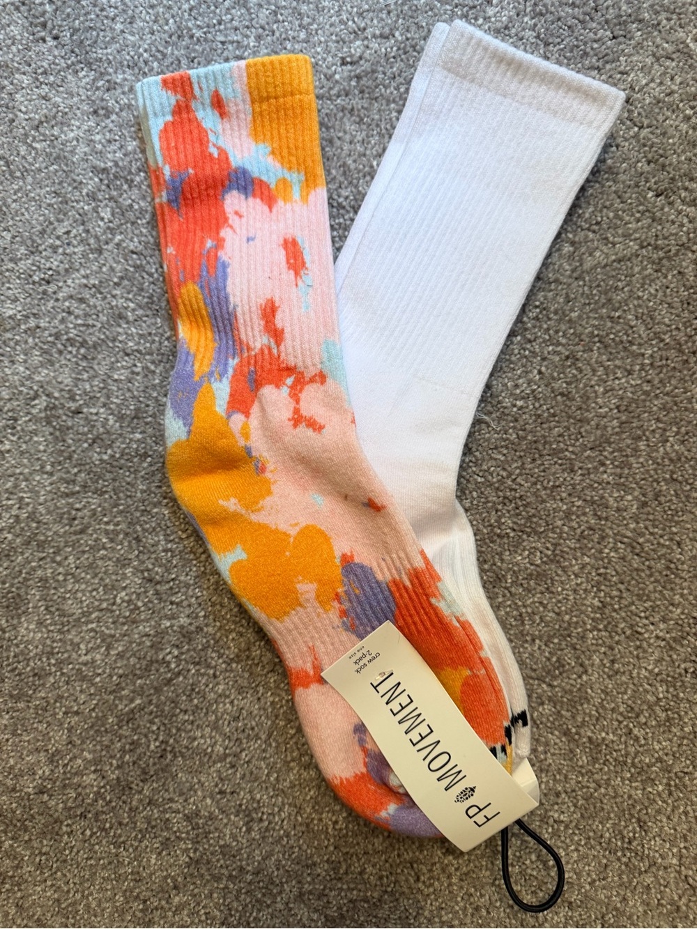 Free People Movement Multi-Color & White Crew Socks - Abstract Print